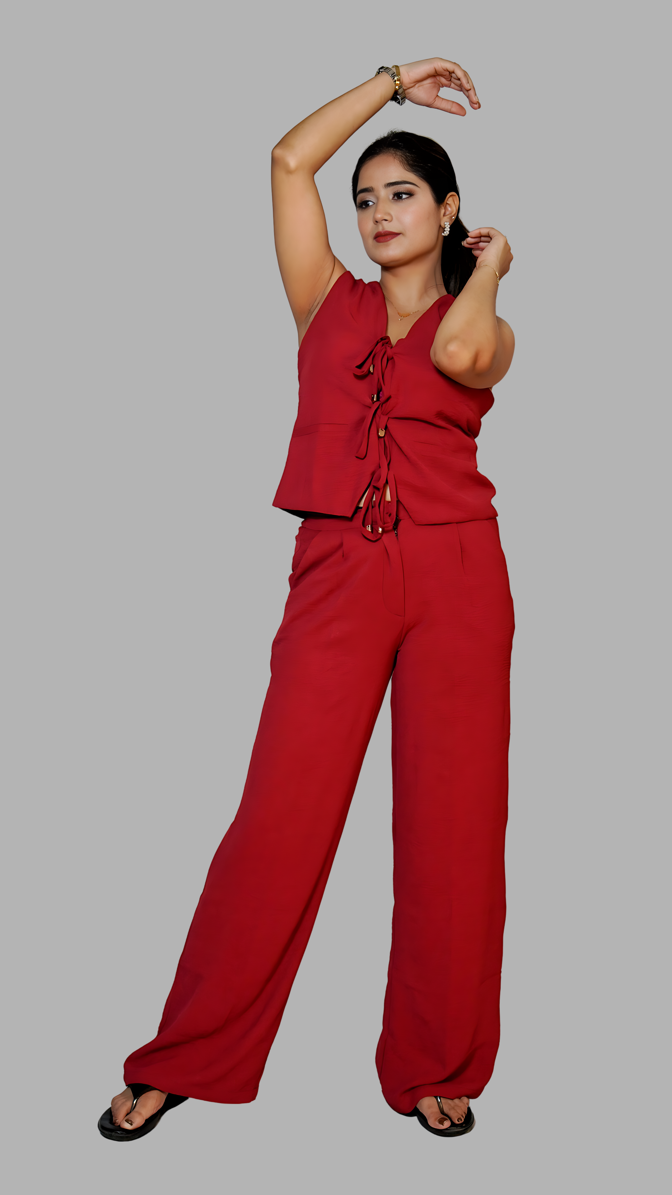 Crepe Waistcoat with Trouser Co-ord Set