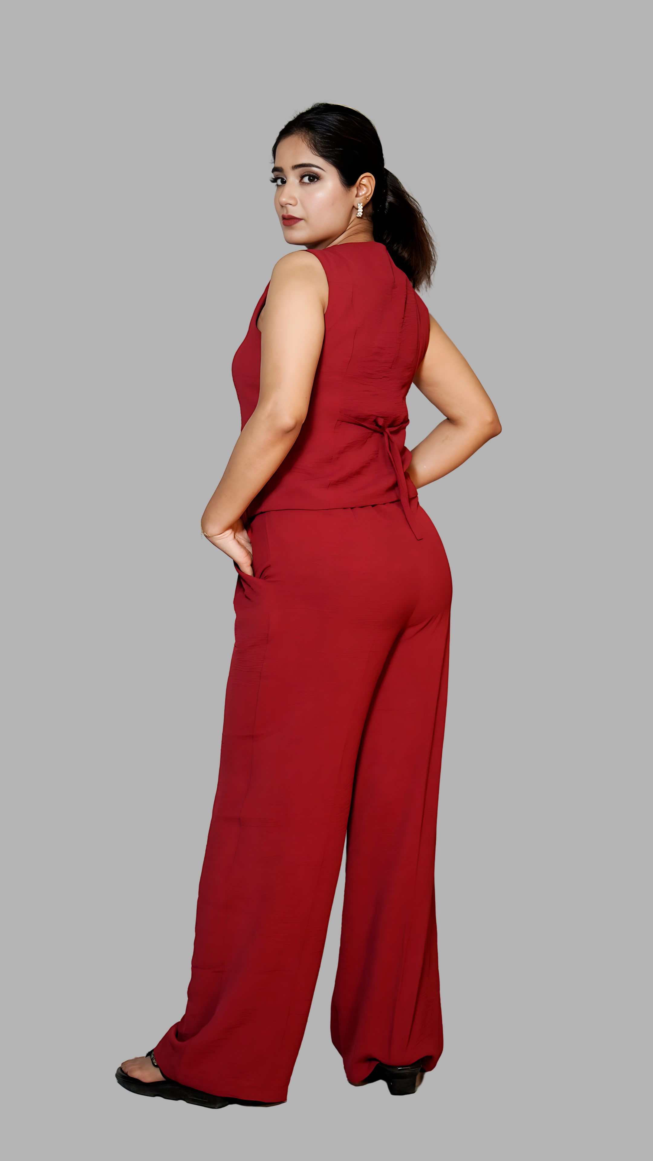 Crepe Waistcoat with Trouser Co-ord Set