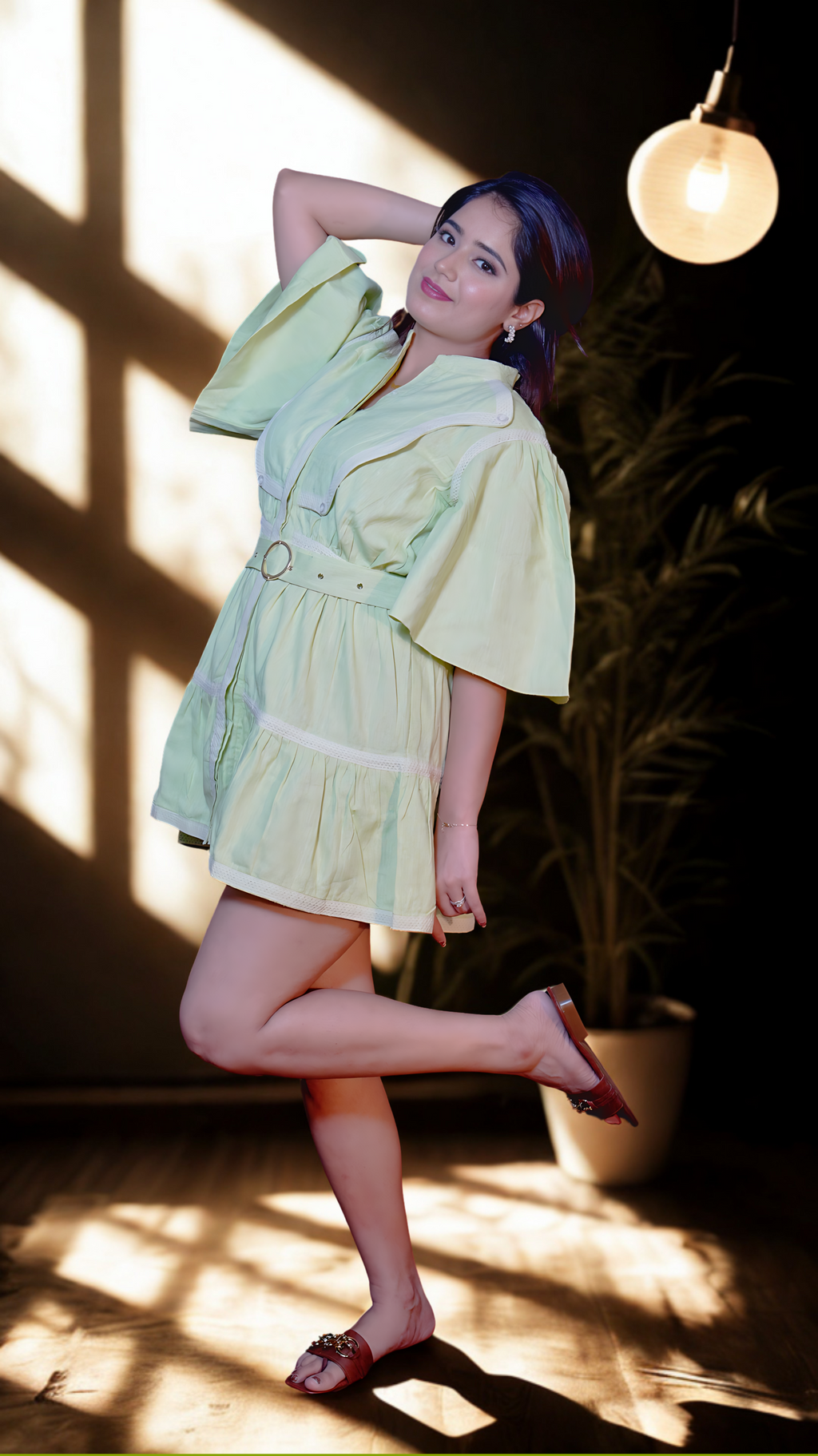 Linen Luxe Ruffle Mini Dress