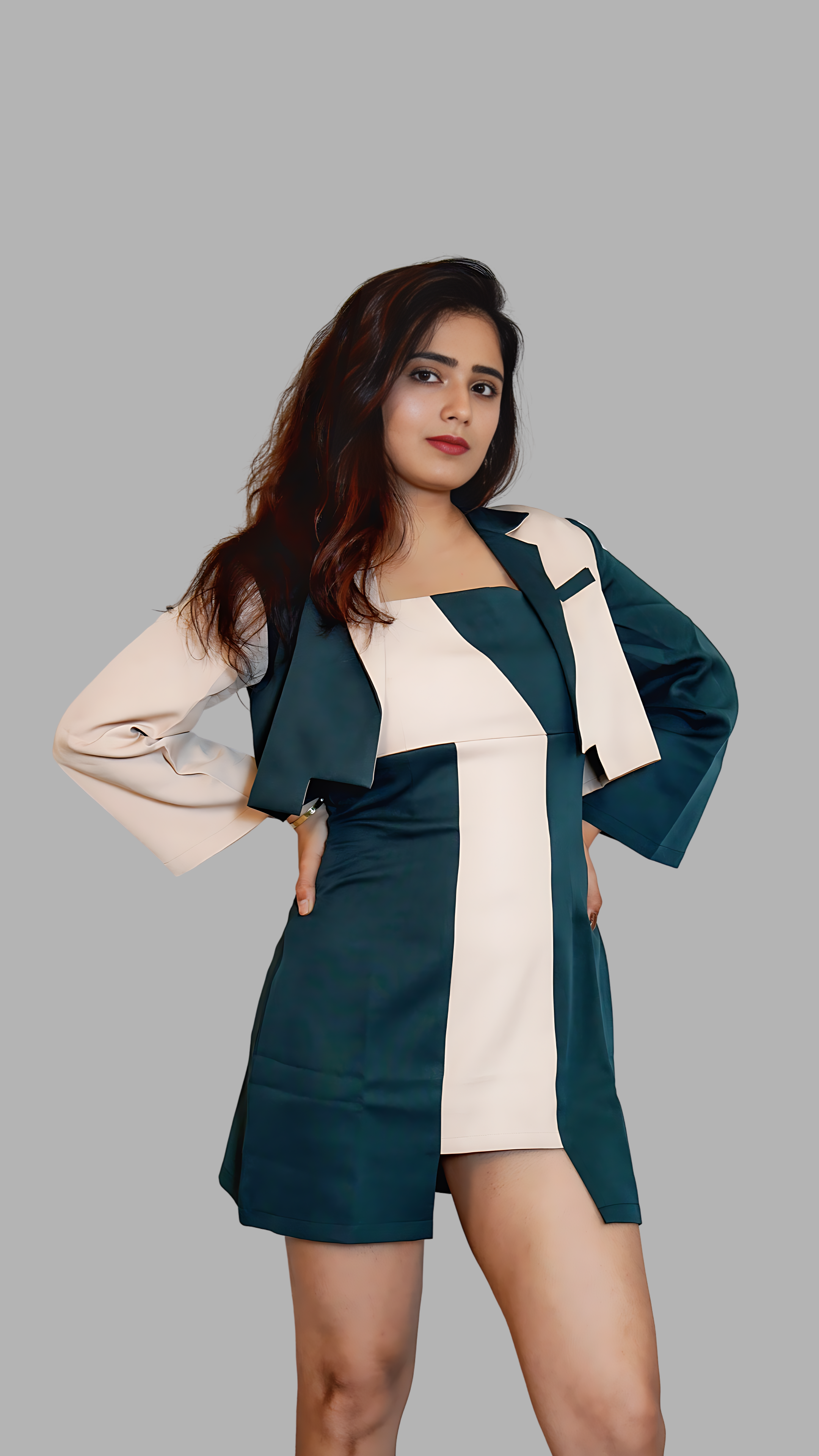 Urban Contrast Chic Blazer & Dress Set